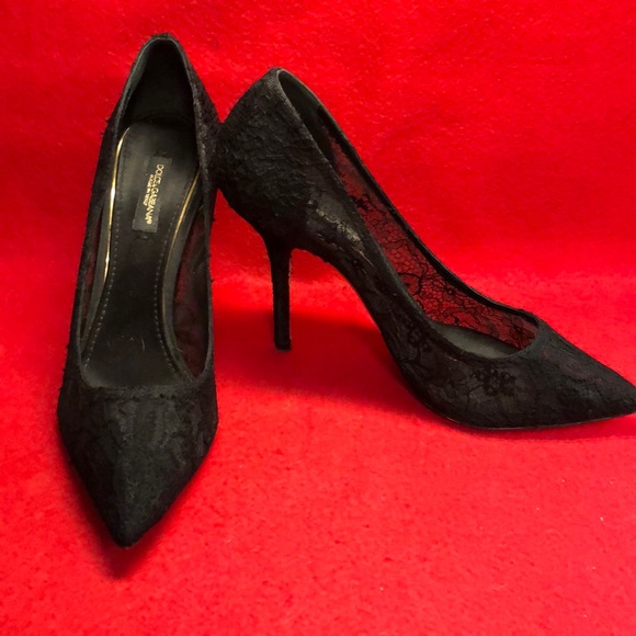 Dolce & Gabbana Shoes - Dolce & Gabbana black lace pointed toe stiletto